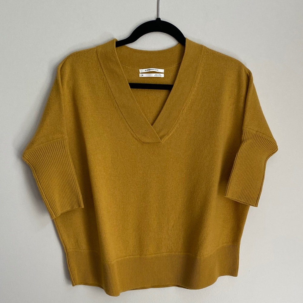 Anthropologie Mustard Marino Wool Crop Sweater